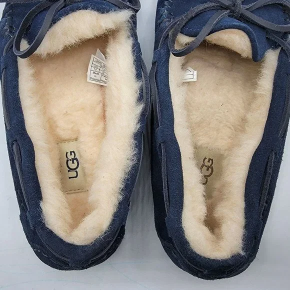 UGG Australia Olsen Suede Moccasins Blue Navy Lined Loafers Men’s 10 1003390